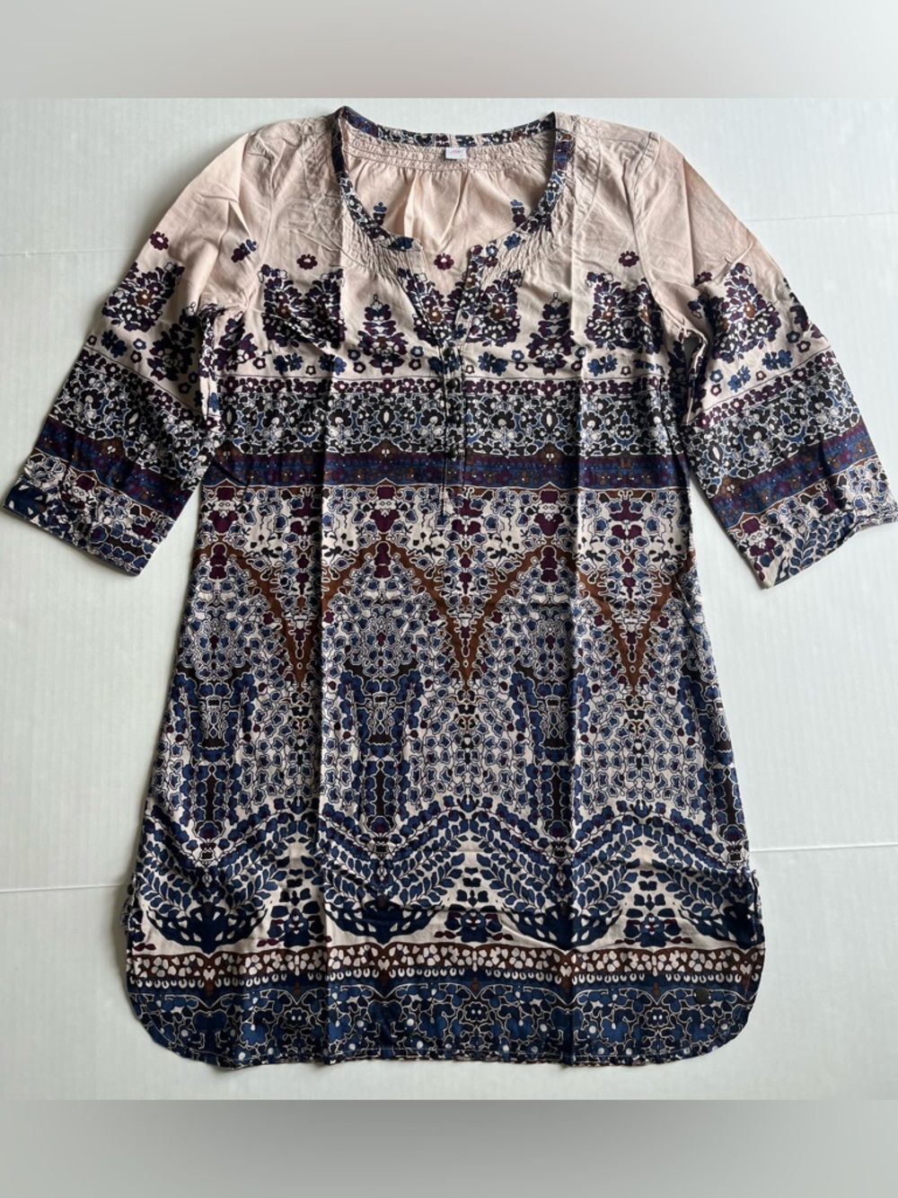 S Oliver Women’s Boho Floral Printed 3/4 Sleeves Pullover Tunic Shirt Dress 6